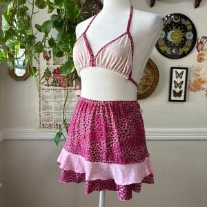 Candies Swim Skirt/Top Bikini Set Cheetah Polka Dot Y2K Retro‎ Womens Small